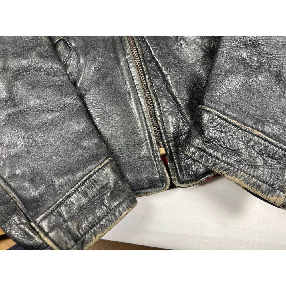 Borman Sports Bormcolt Men’s XL Vintage 50s Black Leather Bomber Jacket - Picture 7 of 15